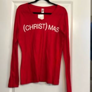 Red Christmas VNeck T-shirt. New with tags. XXL (Christ)mas